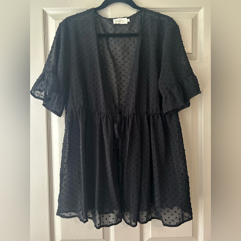 Chic Black Sheer Women's Blouse